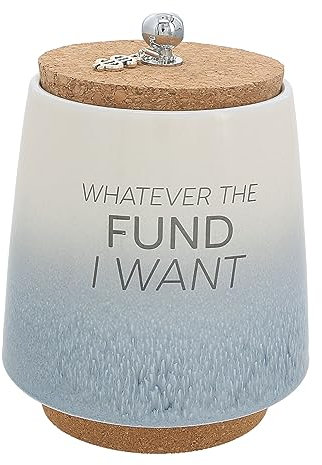 Pavilion – Whatever I Want Fund 16,5 cm, einzigartige Keramik-Sparschwein, Spardose mit Korkboden und Korkdeckel, Ombré-Blau