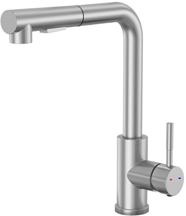 Wasserhahn Küche Ausziehbar, YUANNY Hochdruck Küchenarmatur mit Brause Ausziehbar, Einhebel Mischbatterie für Küche mit 2 Strahlarten, Spültischarmatur Küche 360° Drehbar, Armatur Küche 304 Edelstahl