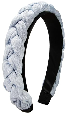 Alpenflüstern Trachten-Flecht-Haarreif Leinen-Optik - Damen Haarschmuck rutschfest, Haarband geflochten fürs Dirndl (hell-blau) ADV141