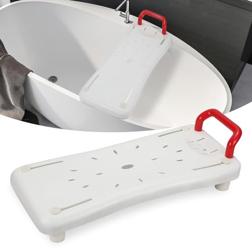 Ansobea Badewannensitz für senioren 150kg Max. Badewannenbrett Erwachsene wannensitz Sitzbrett ca.69cm mit Griff und Seifenablage Duschbrett für Badewanne Weiß