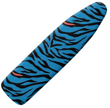 Wanyint Blue Zebra Print Ironing Board Cover Standard Ironing Board Cover with Elastic Edge and Hook and Loop Fasteners Scorch for Women