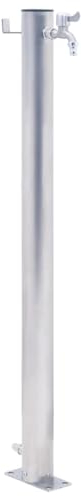 CIADAZ Wassersäule für den Garten 100 cm Edelstahl Rund, Garten Wasserhahn Säule, Silber