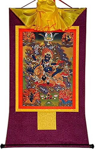 Tibetisches Thangka, Thangka-Gemälde, buddhistischer Wandteppich, tibetischer Thangka-Wandbehang, Palden Lhamo (herrliche Göttin, Remati, Beschützer der Weisheit), buddhistisches Thangka-Gemälde, Than