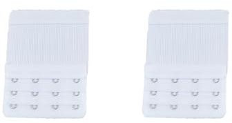 Paowsietiviity Estensori per reggiseno con cinghia di estensione 3 file 4 ganci regolabili allungati accessori per reggiseno intimo intimo azzurro, Set da 2 (bianco), as description