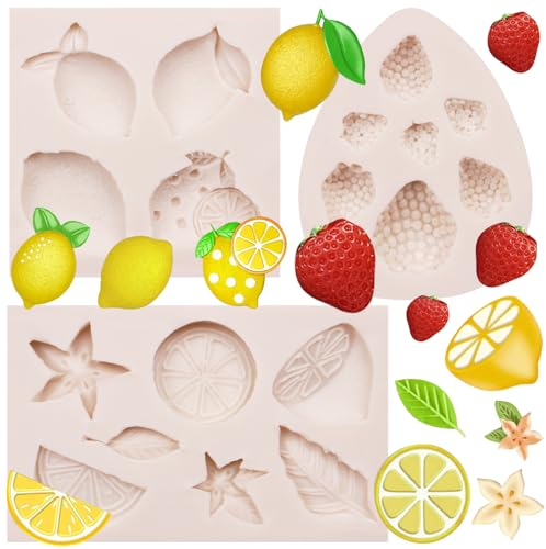 octhallow Silikon Zitronenform-Dessertdekoration, 3 Stück (M21), Zitronenscheibe, Grau (M21)