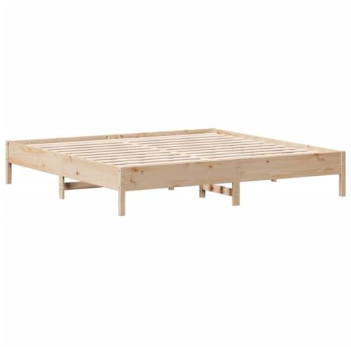 vidaXL Massivholzbett, Holzbett Bett für Schlafzimmer, Bettgestell Bettrahmen mit Lattenrost, Doppelbett Schlafzimmerbett, 200x200cm Kiefer