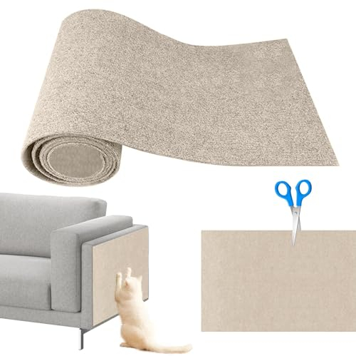 Shujin Kratzmatte Selbstklebend Kratzpads für Katzen,Kletter-Katzenkratzer,DIY Zuschneidbare Katzenkratzmatte,Kratzbretter Katze Wand,Kratzschutz Für Schützt Teppiche Sofa(Khaki,M/30cmx100cm)