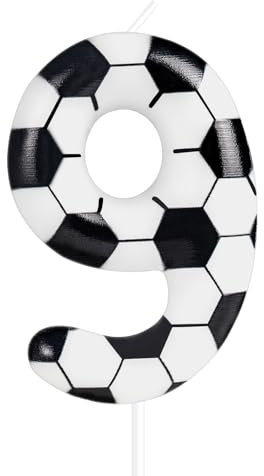 Soccer Birthday Candles 9th Soccer Themed Birthday Party Decorations, Football Birthday Cake Candles for Boys Girls Kids Sport-Theme Party Supplies