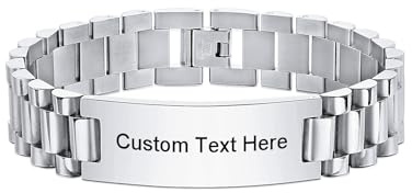 MeMeDIY Personalisiertes Armband für Herren Gravur Foto & Text Herren Edelstahl Armbänder für Papa Ehemann Verstellbare Größe Personalisiertes Schmuck Geschenk für Männer