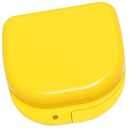 Verdant Touch Mundschutz Behälter Professionelle Retainer Case Tragbare Staubdichte Mundschutz Falsche Zähne Aufbewahrungsbox Zahnersatzbehälter Gelb