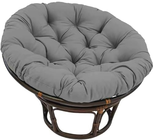 Homesally Papasansessel Hängesessel Kissen Stuhlkissen Papasansessel Sitzkissen Gartenmöbel Polster Hängekorb Sitzpolster Dicke Sitzauflagen für Rattanmöbel und Gartenstuhl Rund Kissen,Grau,60 * 60cm