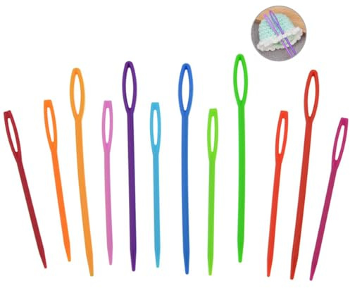 Aguja coser Plástico, Dujelixa Aguja Lanera, Agujas coser niños, Aguja Zurcir, 7cm y 9cm Aguja Tapiz, 60 Piezas Aguja Bordar (Mezclar colores aleatoriamente), Agujas de Coser a Mano Ojo Grande