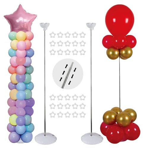Ballon Säule Ständer Set von 2, 6,9 Fuß verstellbare Ballon Bogen Ständer mit Basen für Boden, wiederverwendbare Metall Teleskop Säule für Party Dekorationen