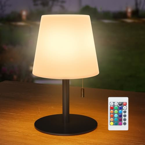Lampe de table LED sans fil Rechargeable avec Télécommande 24 touches,et 16 Couleurs lampe de table réglable LED étanche ip44 idéal pour la décoration de table dans les hôtels de famille et de jardin