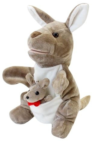 Handpuppen für Kinder Tier Handpuppe 30cm Weiche PP Baumwolle Känguru Handpuppe Kasperletheater Handpuppen Puppe PlüSch Spielzeug Puppe für Storytelling Lehre Geburtstagsgeschenke für Kinder