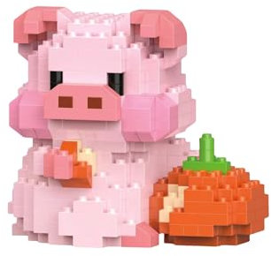 JVAVNE Gieriges Schwein Mini Bausteine Set, Creator Schwein NiedlicheTiere Klemmbausteine Modell Kit 288 Teile, Schweinchen Mikro Spielzeug kreative Deko Geschenkidee für Erwachsene Kinder Schwein
