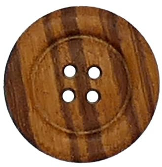 Knöpfe aus echtem Olivenholz, 4 Löcher, glatte Holzknöpfe, 15 mm (24 l), 5 Stück, hergestellt in Italien, nachhaltige Naturknöpfe zum Nähen, Stricken, Basteln