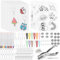 Ixydor 215 Stück Schrumpffolien Set, Inklusiv 15 Leeres Schrumpfpapier, 5 Schrumpfkunstpapier mit Muster, Buntstifte, Locher, Schlüsselanhänger Zubehör, Ohrhaken, Perlenketten für Kinder DIY Handwerk
