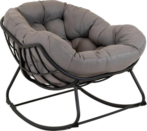 Schaukelstuhl Cozy Stone - Grau - Outdoor Stuhl Bequemes Kissen Gartenstuhl Loungesessel Schaukelsessel Garten Terasse Balkon 97 x 117 x 82 cm