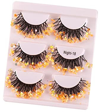 JAYIOLA Ensemble de 3 Paires de Faux Cils étincelants pour Un Look Festif, ORANGE