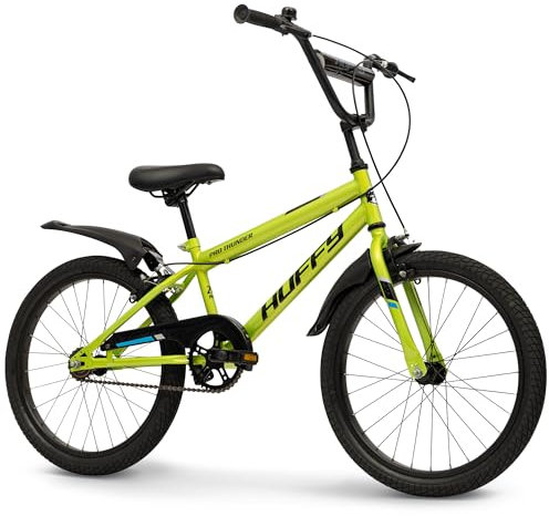 Huffy Pro Thunder 20-inch Kid's Bike, aged 6-11 years, Acid Green, Partial Chainguard, BMX Style Handlebars, Dual Caliper Brakes