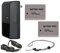 Lot de 2 batteries haute capacité + chargeur de voyage AC/DC compatible avec Nikon CoolPix P520 + cordon tour de cou Krusell Multidapt (finition noire)