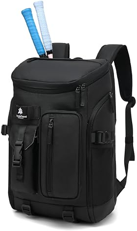 JYColofex color design tennis mountain climbing travel backpack, independent shoe compartment for sports and fitness, waterproof 15.6-inch computer bag large (A-) (Black)