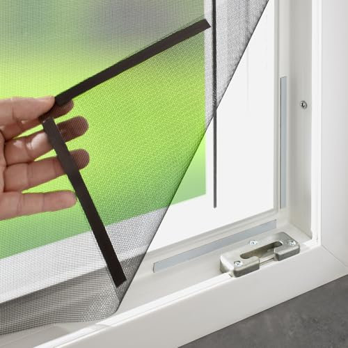 empasa Magnet Fliegengitter Fenster DELUXE mit professioneller Magnet-Klick-Befestigung, Insektenschutz ohne Bohren, Magnetfenster, kürzbar, Größe:60 x 80 cm, Gewebeauswahl:Fliegengitter