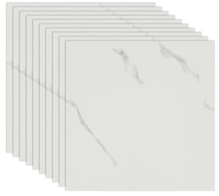 Fantasnight Tile Stickers White 30x30cm 10pcs, Self Adhesive Wall Tiles Marble, Peel and Stick Wall Waterproof, Removable Stick on for Kitchen Backsplash Bathroom
