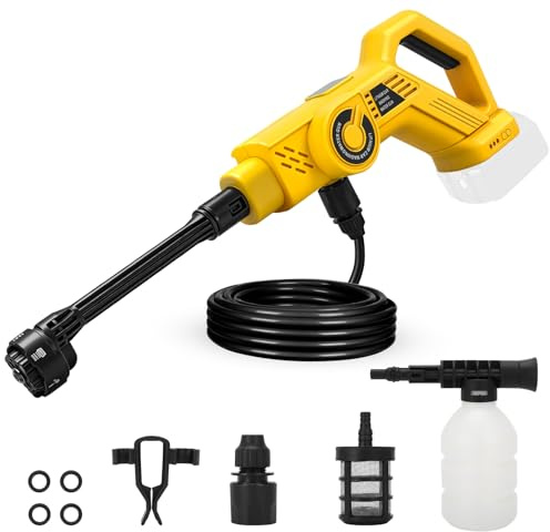 WingFly Idropulitrice a batteria per Dewalt 18 V, 20 V, 6 l/min | Idropulitrice portatile con ugello 6 in 1, motore brushless, per auto, terrazza, prato (senza batteria)