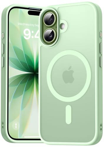 Natiiozie Magnetisch Hülle Kompatibel mit iPhone 17, Handyhülle Kompatibel mit MagSafe, Stoßfest Kratzfest Schutzhülle Transluzente Matt Rückseite 6.3 Zoll rutschfest Case Hellgrün