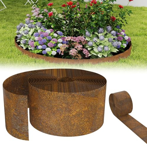Aufun Bordure de Jardin en Acier Corten 20M Bordure de Parterre en Métal 15cm de Hauteur, délimitation de Pelouse Idéal pour délimitation de Pelouse, Bordure de Parterre Flexible pour Les Amateurs de