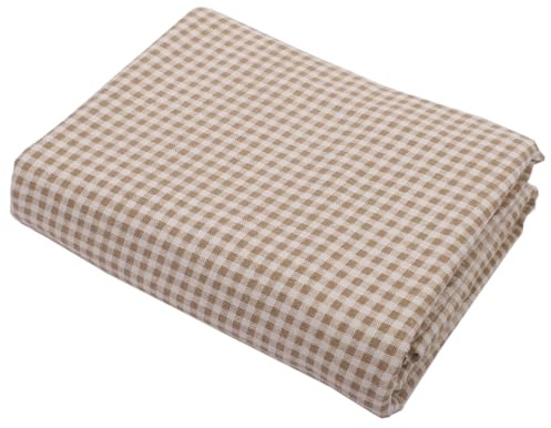 Vayliro 1m Stoff Breite 150cm Kariertes Baumwoll Leinen Stoff Sofastoff Dekostoff Weihnachtsstoffe Bedruckt Patchwork Nähstoff für Kleidung Vorhang Tischdecke Kissenbezüge Bezugsstoff,Khaki