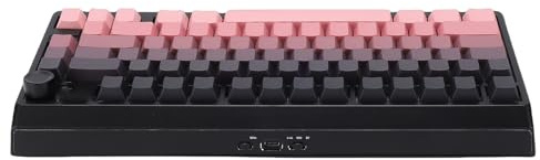 Goshyda Mechanische Gaming-Tastatur mit 3 Modi, Kabellos, 4000-mAh- mit RGB-Hintergrundbeleuchtung und Seitlich Gravierten Tastenkappen für PC OS X (Schwarz Rosa)