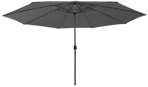 Sonnenschirm mit LED-Beleuchtung, 400 cm Anthrazit, robuster Polyester Schattenstoff, für Garten, Terrasse & Balkon, idealer Sonnenschutz für den Außenbereich, UV-Schutz
