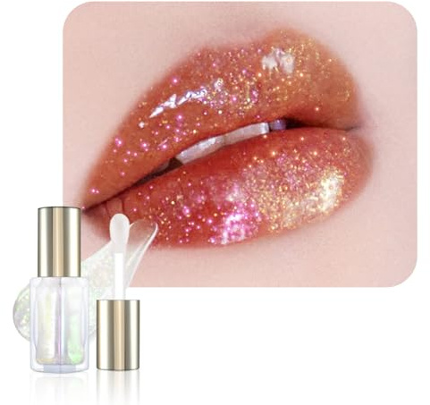 CHARMACY Aurora Chameleon Moisturizing Lip Gloss, MultiColor Shifting Shimmer Lip Gloss, Hydrating Non-Sticky Formula Glitter Lip Glaze, Easy to Apply, Long-Lasting, High-Shine Sheer Finish#04