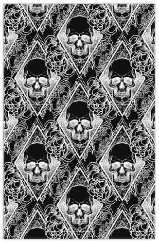 Wallario Rutschfester, Teppich mit Motiv - Fußmatte Totenkopf-Muster, Größe 90 x 140 cm - flachgewebt