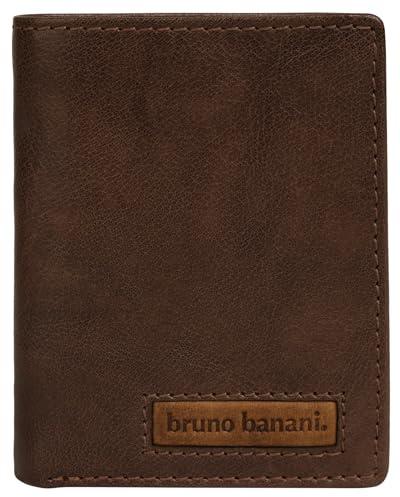bruno banani Geldbörse Echt Leder Herren Slim Wallet mit Münzfach | Portemonnaie mit Kontrastdetails | 2-Fach klappbar