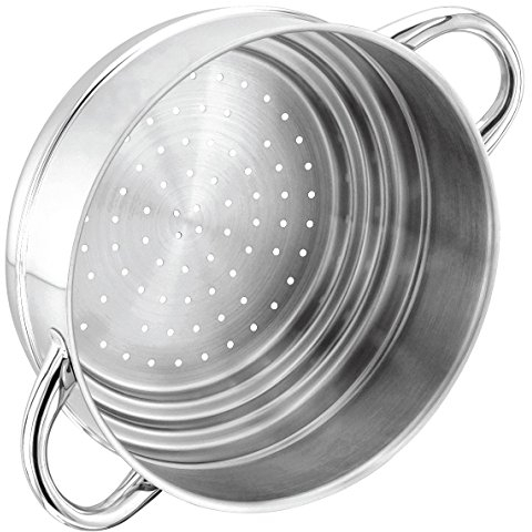 Stellar Multi Dampfgartopf offen mit Griffen an den Seiten geeignet für 16/18/20cm Töpfe, Edelstahl, Silber, 20 cm