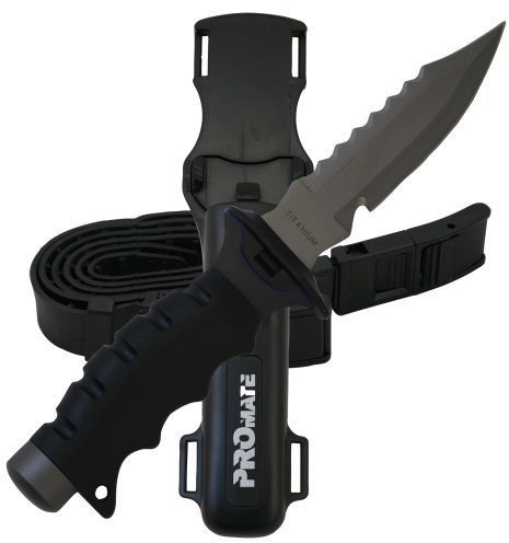 Promate Sharp Tip Titanium Diving Knife (5 Blade), Black