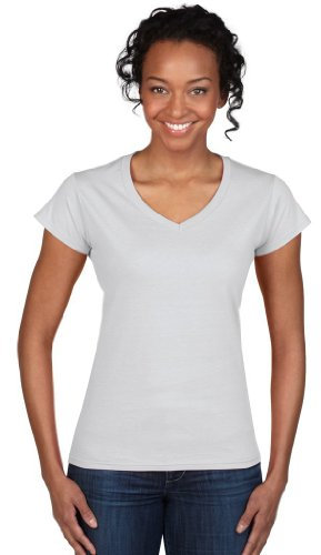 Gildan Ladies Soft Style Short Sleeve V-Neck T-Shirt (S) (White)