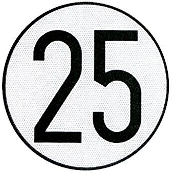 Cofan Aluminiumschild mit V-4-Zulassung | Höchstgeschwindigkeit zulässig bei 25 km/h | Für spezielle Fahrzeuge mit Geschwindigkeitsbegrenzungen | Ø 200 mm