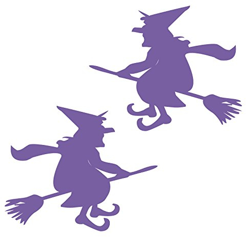 kleb-drauf® - 2 Hexen auf einem Besen / Orange - matt - Aufkleber zur Dekoration von Wänden, Glas, Fliesen und allen anderen glatten Oberflächen im Innenbereich; aus 19 Farben wählbar; in matt oder glänzend