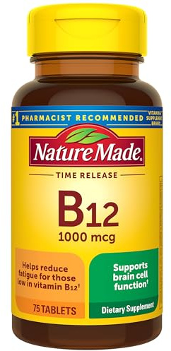 Nature Made Vitamin B12 1000 mcg, B12 Vitamins, Dietary Supplement for Energy Metabolism Support, 75 Time Release Tablets, 75 Day Supply