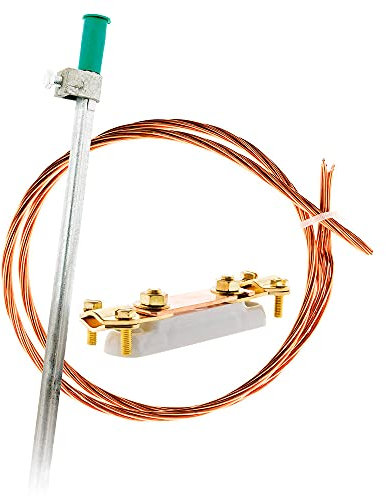 Zenitech - Kit De Instalación A Tierra - Barra + Piquete + Trenza - Componentes Listos Para Usar - Rendimiento Duradero Y Protección Eléctrica - Residencial Y Profesional - Verde - 10m