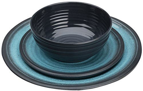 Flamefield GA0112 Granite 12 Piece Melamine Dining Set-Aqua