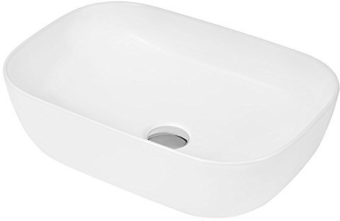 Hudson Reed NBV158 | Modern Bathroom Curved Rectangular Vessel Sink, 135mm x 455mm, White