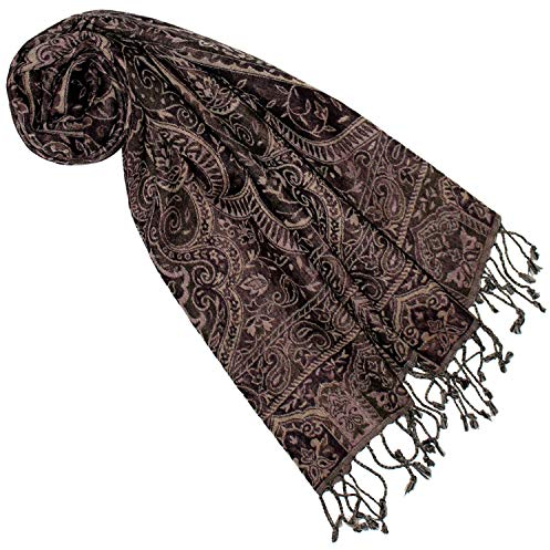 Lorenzo Cana – Sciarpa di lusso in morbida lana merino – motivo agnello cachemire, multicolore, 35 x 160 cm, sciarpa di lana da donna Viola melanzana Taglia unica