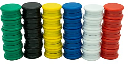 RIKAMA® – 120 runde Magnete mit 24 mm Ø für Whiteboards, Kühlschränke, Magnettafeln, Magnetwände, Aktenschränke & und andere metallische Oberflächen – Haftkraft bis zu 10 DIN A4 Seiten (Farbenmix)