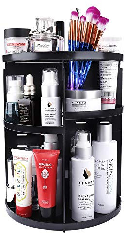 Maquillage de Organisateur, Rotatif 360 Degrés Rangements pour Produits Cosmétiques Bijoux Présentoir, Réglable Vanity Organisateurs Salle De Bains Étagères Comptoir